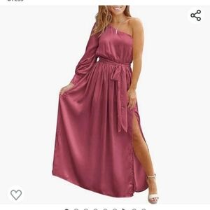 Elegant One-Shoulder Pink Maxi Dress